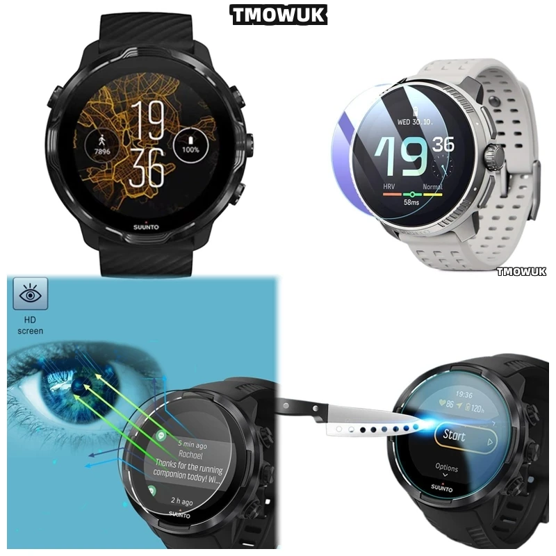 

For Suunto 5 7 9 Peak Pro Race S 45mm 49mm OCEAN Traverse Alpha, Seamless Edge 9H Tempered Glass Screen Guard