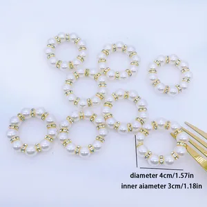 Golden napkin rings elastic, napkin, elegant pearl, wedding party, banquet, 10pcs 12 Main Sales Table napkin holder - №10