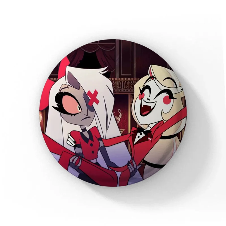 58 مللي متر اليدوية أنيمي هازبين زر دبوس الإبداعية متعة الكرتون Alastor Vox Husker شارة بروش حقيبة ديكور المشجعين جمع هدية