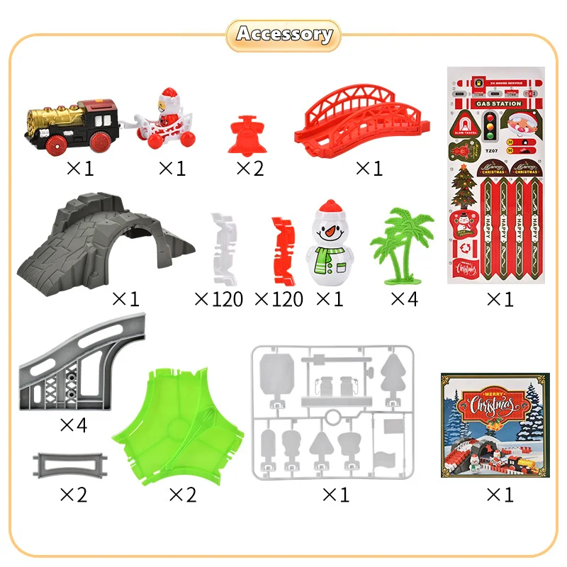 الإبداعية عيد الميلاد سلسلة السكك الحديدية الكهربائية سيارات لعب للأطفال الرجعية متنوعة DIY تجميع قطار المسار مجموعات لعبة تعليمية لعبة الهدايا