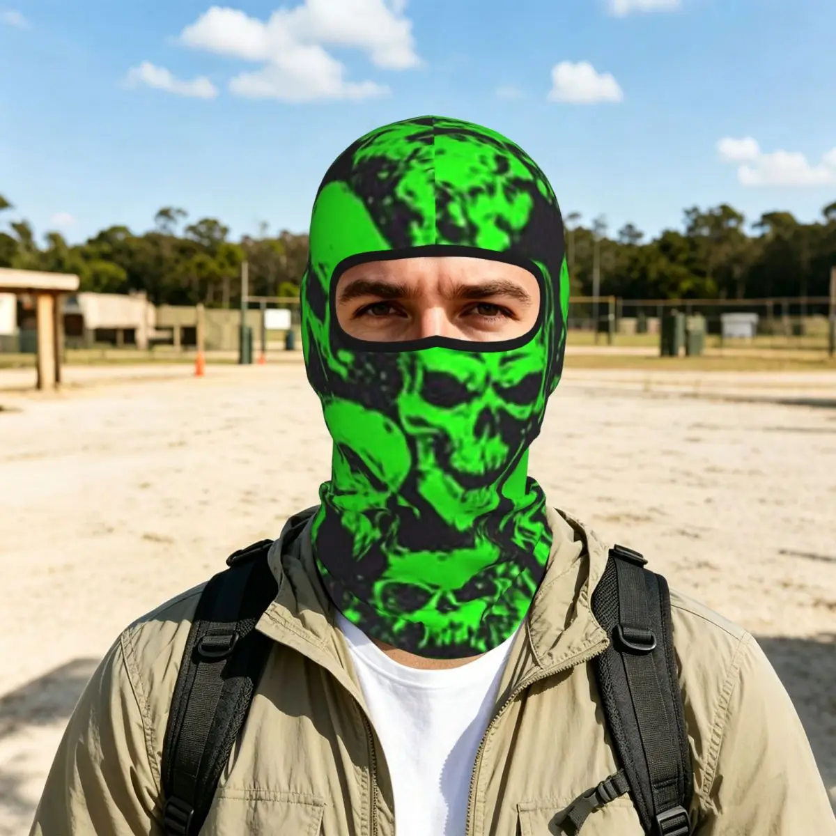 Ghost Skull Luminous Horror Night Halloween Balaclava Full Face Mask Sun Protection Neck Gaiter For Motorcycle Cycling Outdoor
