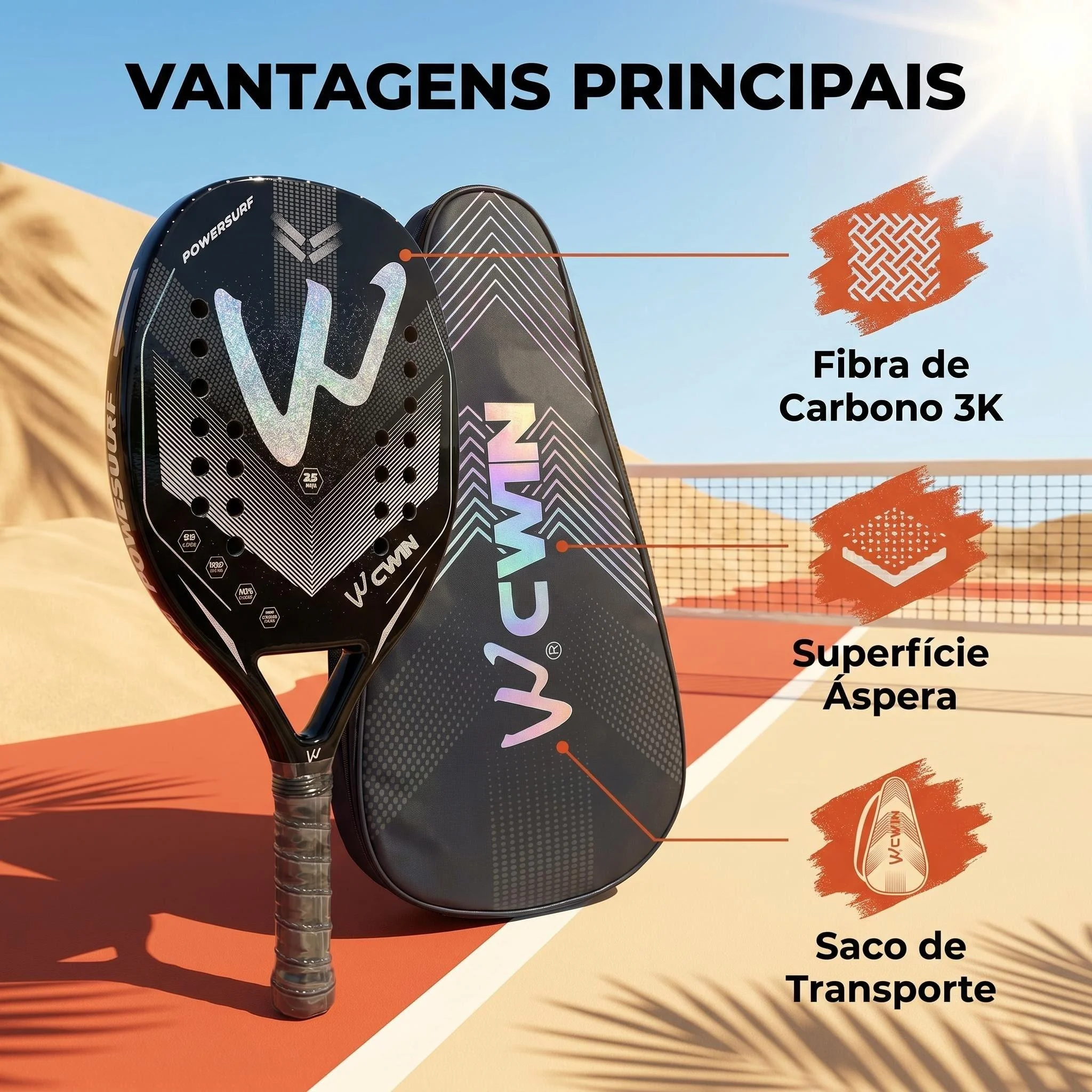 cwin-holographic-beach-tennis-racket-3k-carbon-fiber-frame-feminino-masculina-kit-rude-surface-treatment-2026-hot