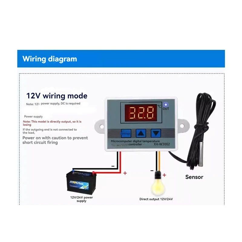 12V Professional W3002 Digital LED Temperature Controller 10A Thermostat Regulator XH-3002