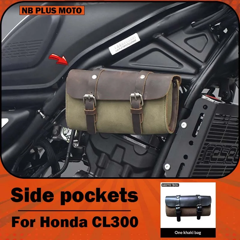 【Premium】For Honda CL300 modifications – retro-style front tactical panel, canvas-edged tool bag holder and accessories