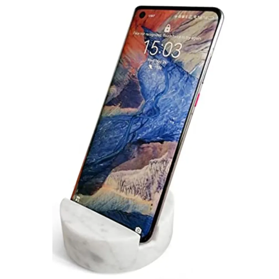 

Luxurious Marble Cell Phone Stand Holder for Cellphone Tablet On Desk Countertop Table Nightstand. Heavy Real Stone Mobile Phon