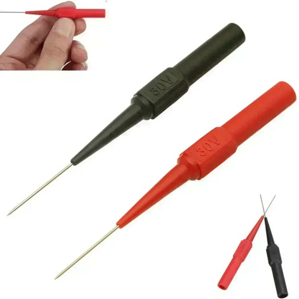 10pcs Insulation Piercing Needle Non-destructive Multimeter Test Probes Measuring Device Red/Black 30V For Banana Plug