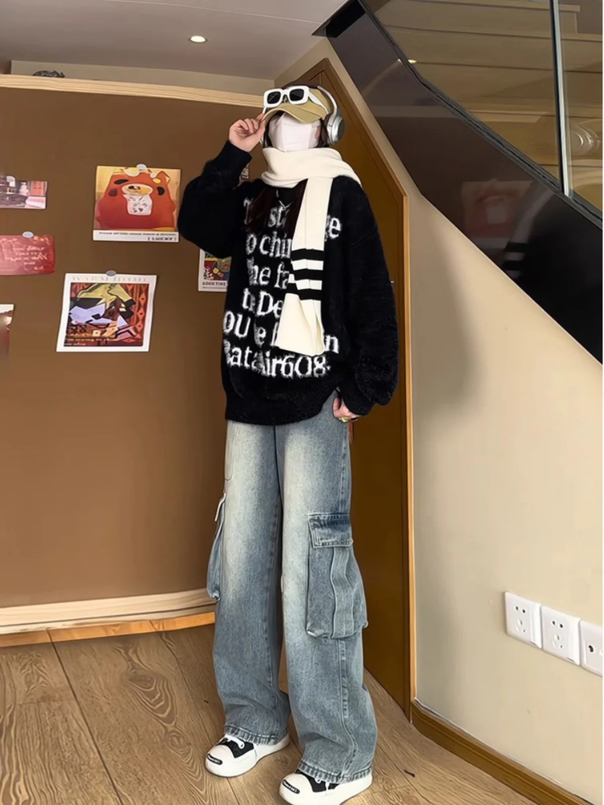 

Мужской свитер в американском ретро-стиле, осенний, уютный, с вышивкой букв, мягкий вязаный кардиган премиум-класса