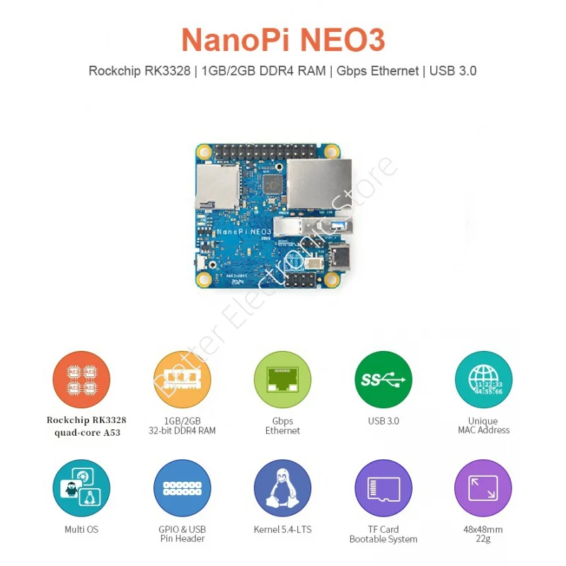 scheda-di-sviluppo-nanopi-neo3-rockchip-rk3328-con-gigabit-ethernet-ram-ddr4-da-1-gb-2-gb-e-usb-30-​