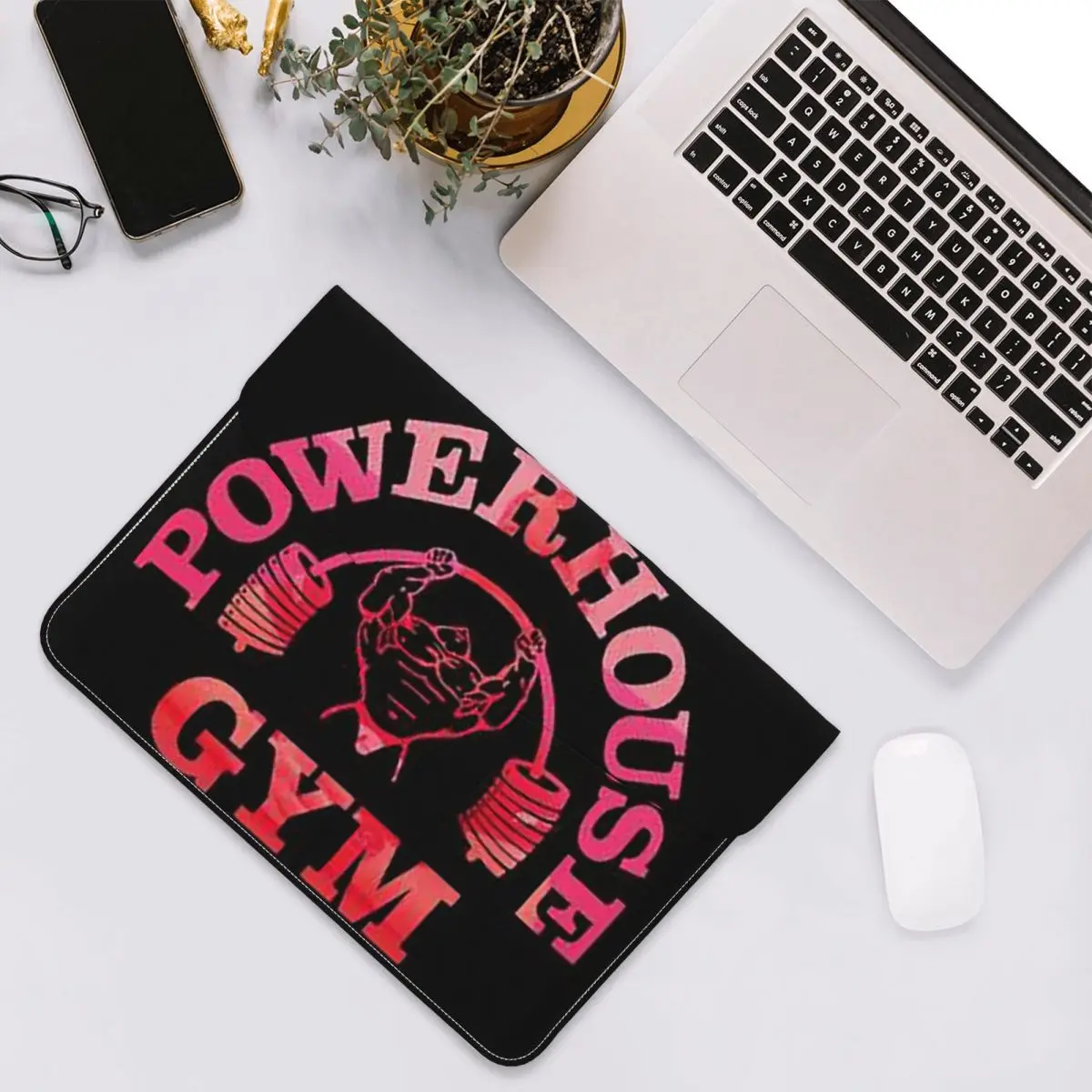 Powerhouse Gym Fitness Building Muscle PU Leather Horizontal Laptop Sleeve Shockproof Soft Lining Notebook Case 13 Inch