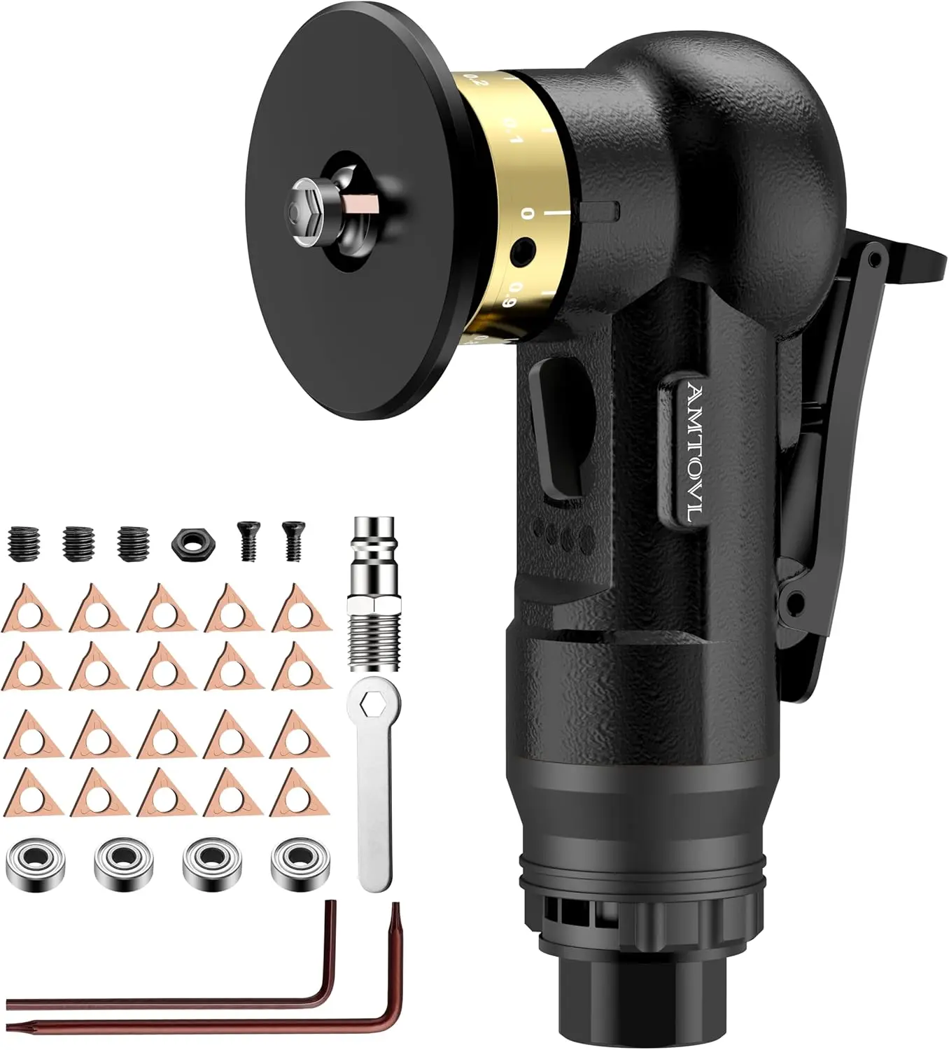 

Mini Air Chamfer Tool with 10 C & R Blades, 45° 30000 RPM for Metal and Wood, Adjustable Speed and Depth