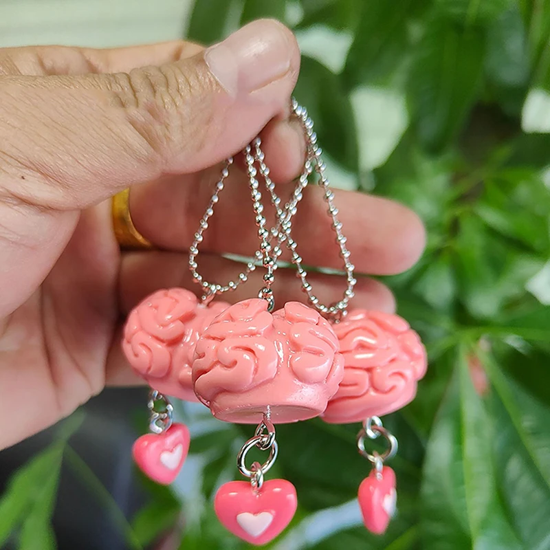 Cool Funny Phone Strap Lanyard Kawaii 3D Simulation Brain Cellphone Pendant Charms Punk Halloween Keychain For Women Men Keyring image 2