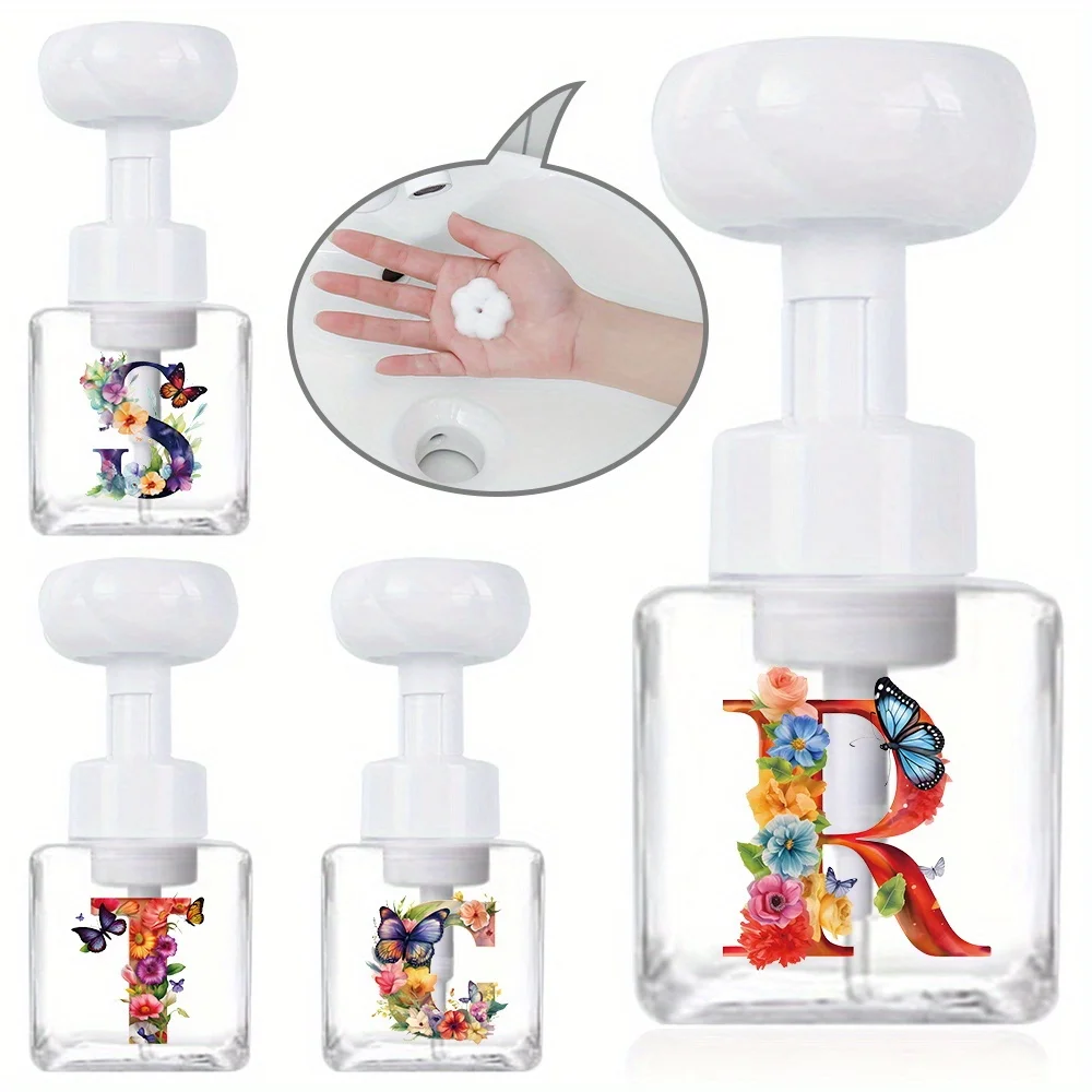 

Flower Shaped Foaming Liquid Bottle Pressurized Soap Dispenser Foam Pump Bottle Bathroom Accessories Butterfly Letter Pattern