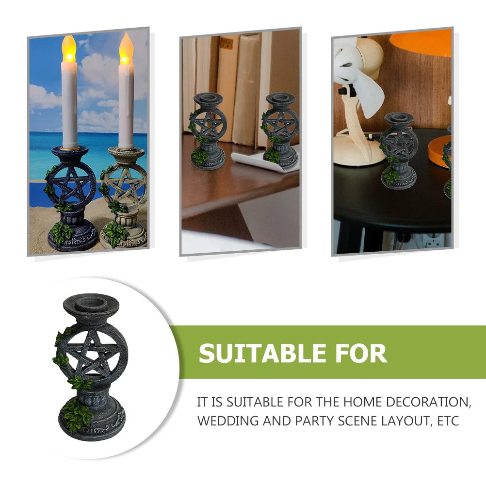 

2Pcs Star Resin Vintage Holders Decorative Candlesticks for Wedding Party Elegant Home Decor Retro Stand