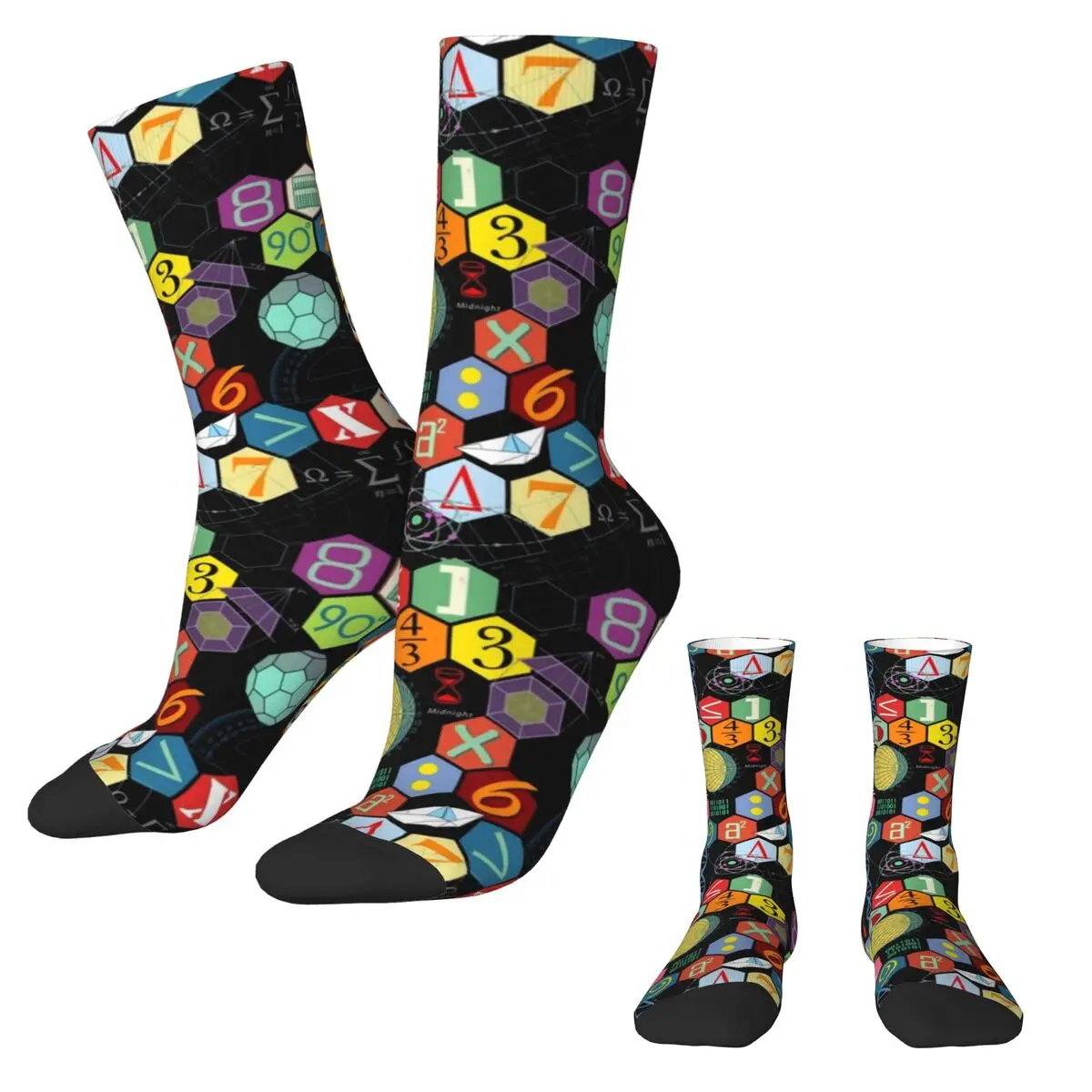 Math Socks Vintage Symbol Print Harajuku Stockings Spring Non Slip Women Men Socks Comfortable Custom Running Socks