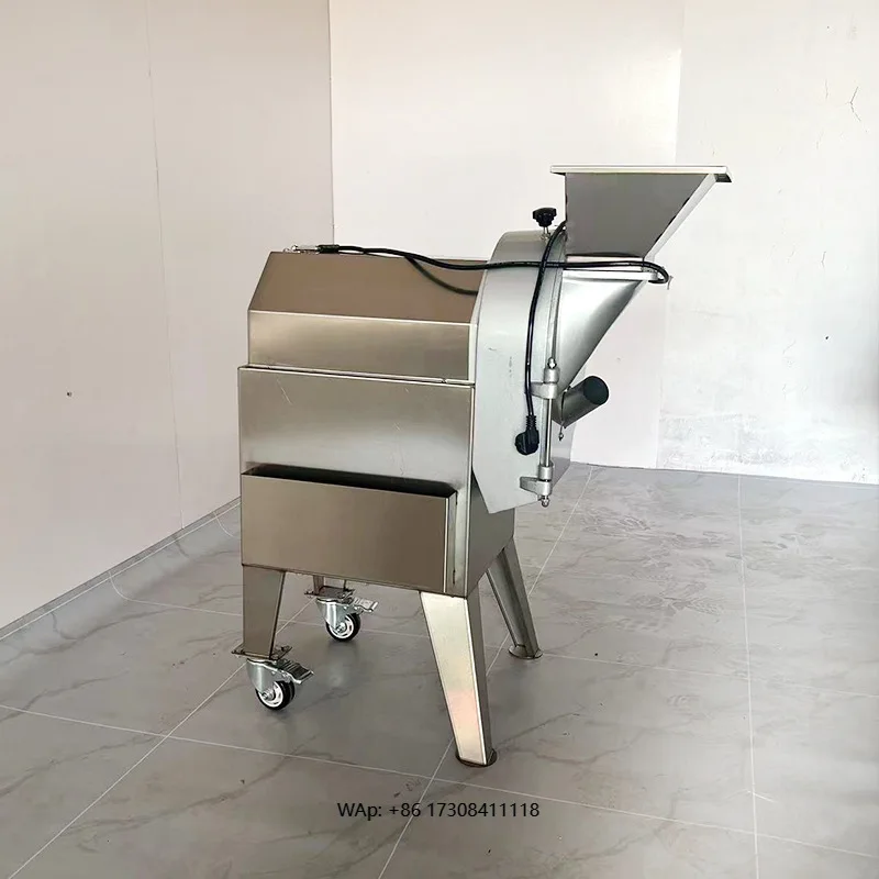 

Automatic electric stainless steel vegetable and fruit cutting machine 220V motor adjustable size high-speed commercial potato p