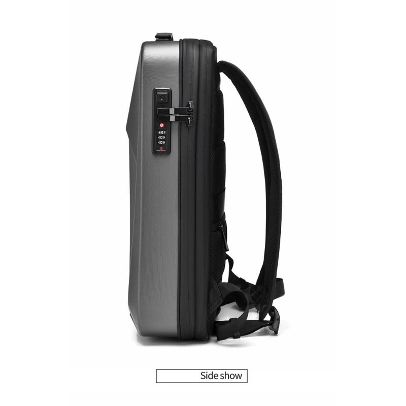 96BA Computer-Tragetasche für 15,6-Zoll-Laptop-Rucksack, geformte Schalenfront, Schlossdetail, Gepäckgriffband, Reisen und Büro – Detail 1