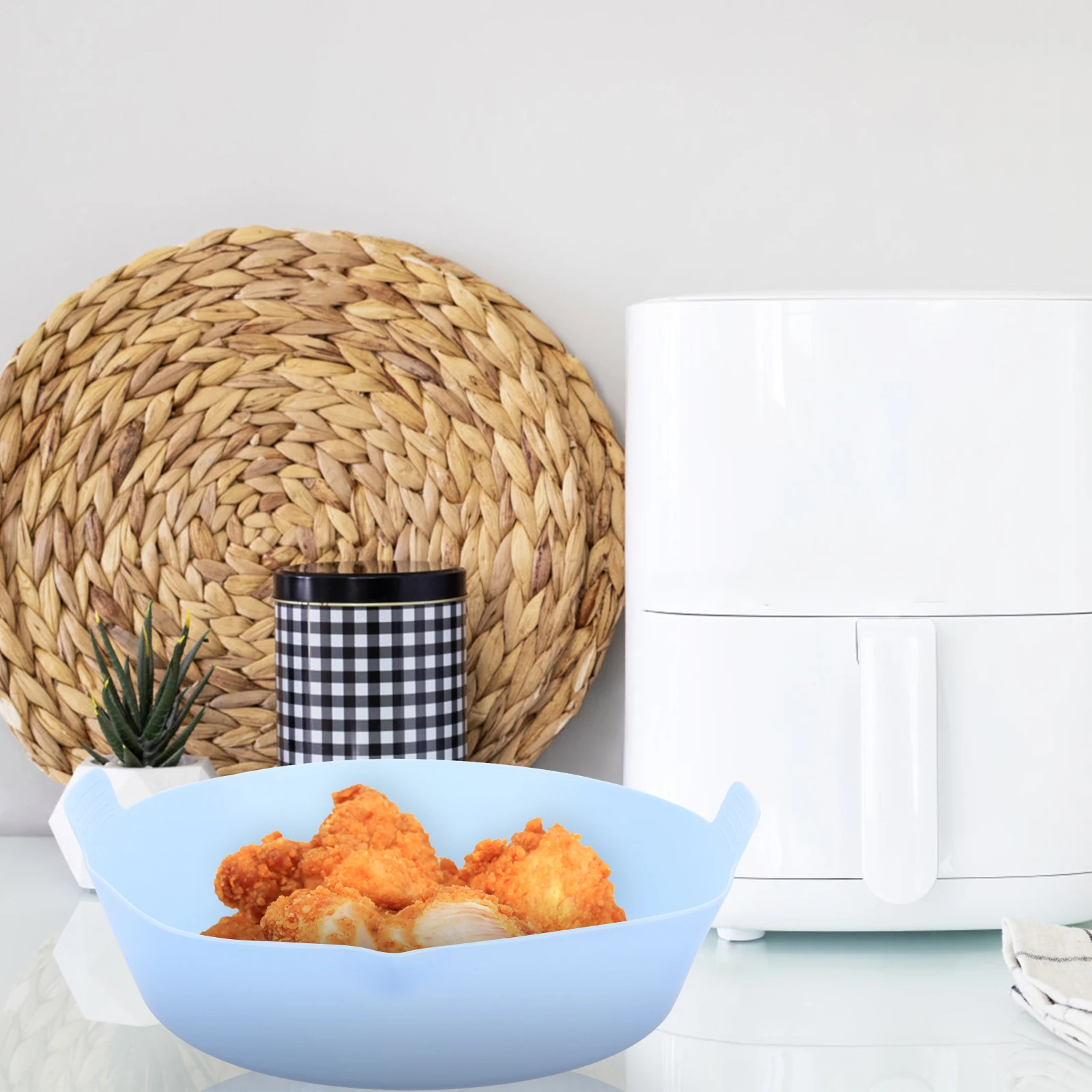 

2 Pcs Silicone Baking Sheet Mat Reusable Air Fryer Trays Pans for Oven Pad Non-stick Basket Silica Gel Lining Cooking