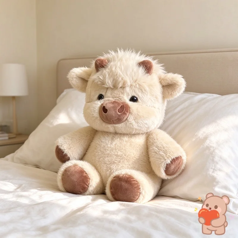 Cute Animated Calf Cow Plush Toy, Soft Stuffed Animal Pillow in 17.7 Inch, Great Home Decoration, Christmas Stocking Stuffers