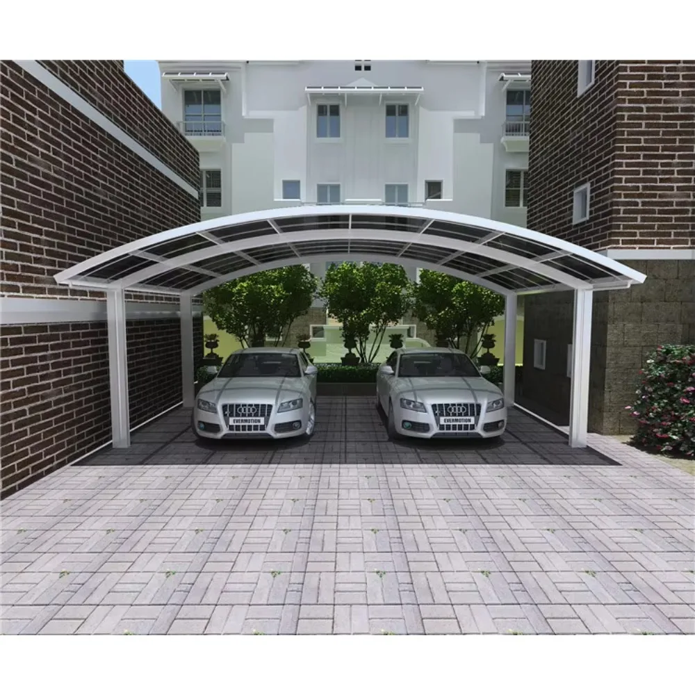 Aluminum Carport, Heavy Duty Waterproof Outdoor Parking Canopy, Modern Polycarbonate Roof Car Garage Shelter Sun Shade