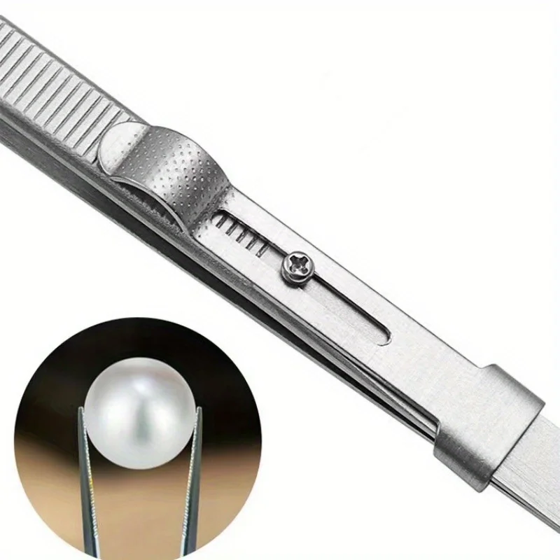 Stainless Steel Tweezers Adjustable Slide lock Antistatic Tweezers Jewelry Making Tool For Electronic Component Repair Tools image 4