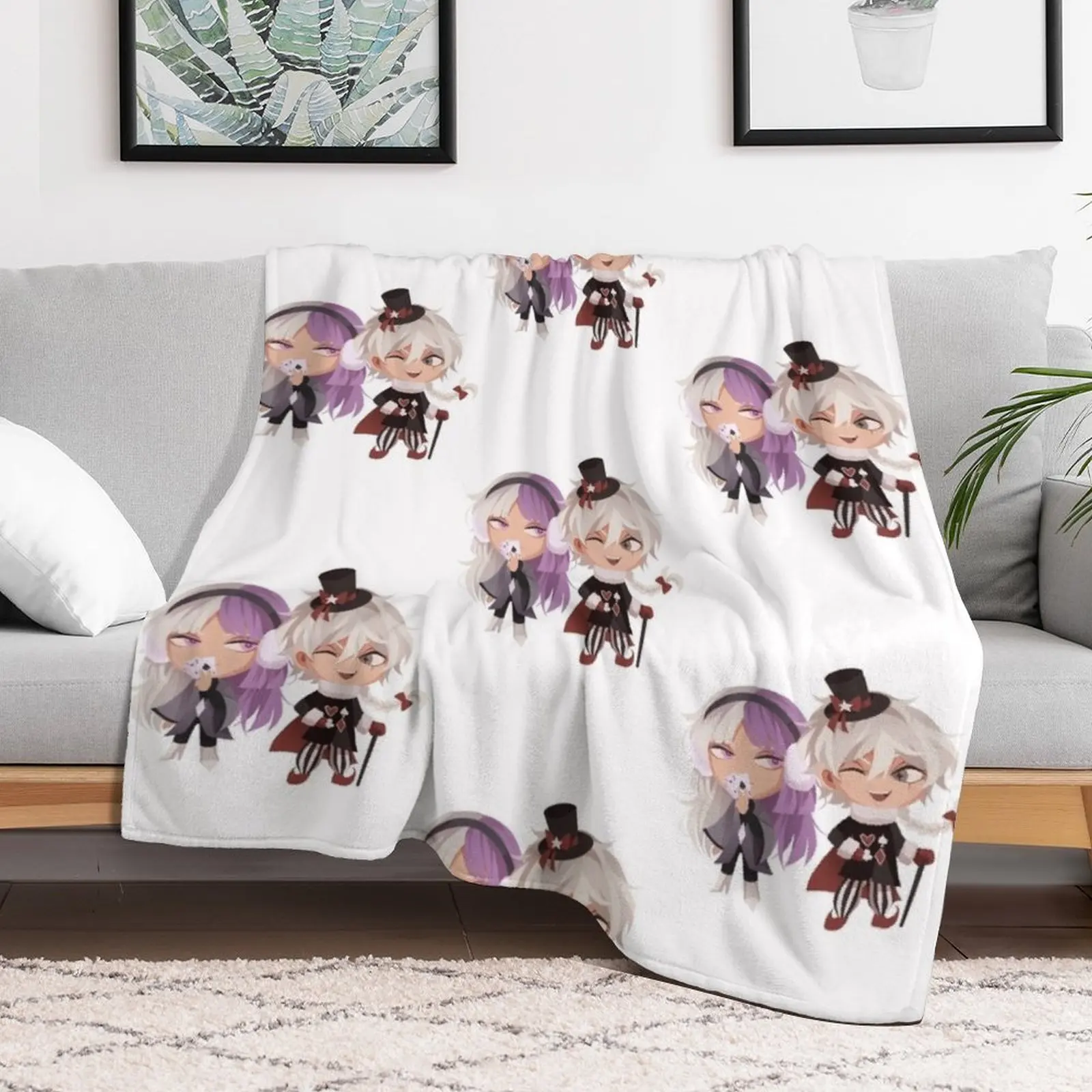 Winter Chibi Nikolai and Sigma Throw Blanket Travel Loose Blankets