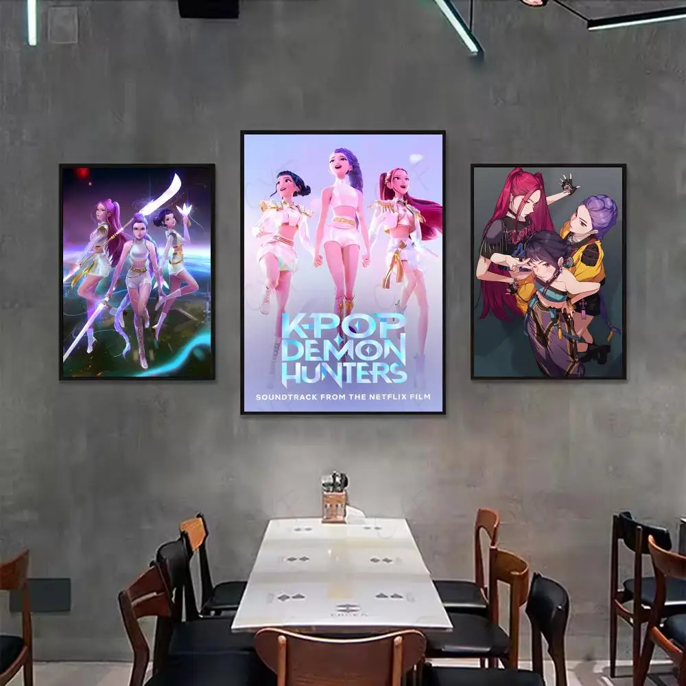 ملصق فني لفيلم KPop Demon h-Hunters جدار لاصق مقاوم للماء لغرفة المعيشة المنزلية وغرفة النوم والديكور الجمالي