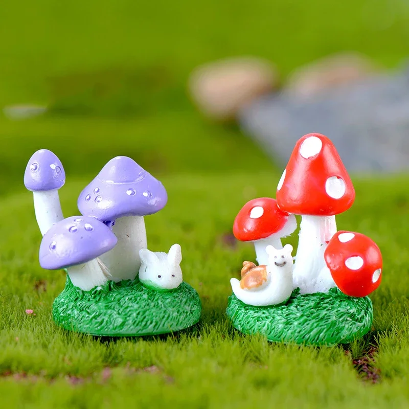 3PCS Colorful Artificial Mini Mushroom Model DIY Fairy Garden Ornament Miniature Bonsai Plants Pots Fairy DIY Doll House Decor