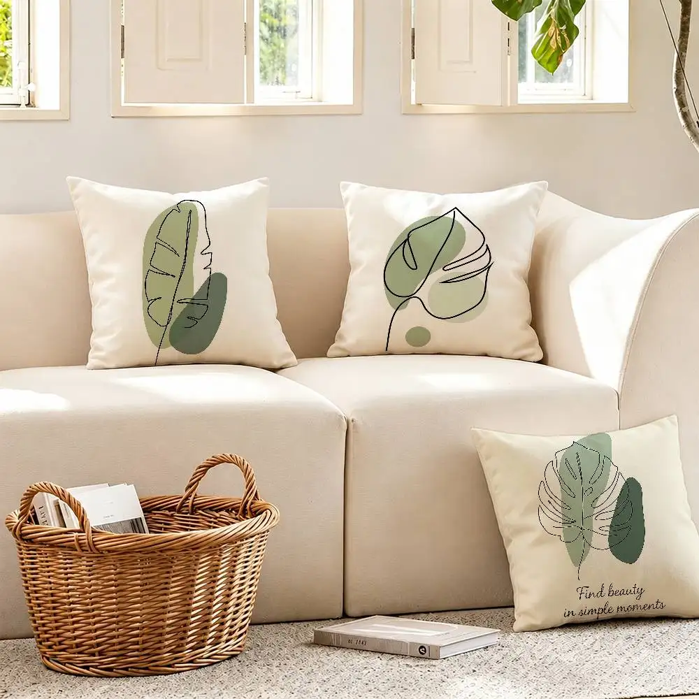 

Leaf M-Minimalist art botanical illustration Printing Pillowcases Cushion Cover Pillow Covers Home Decoration Square Multi-Size