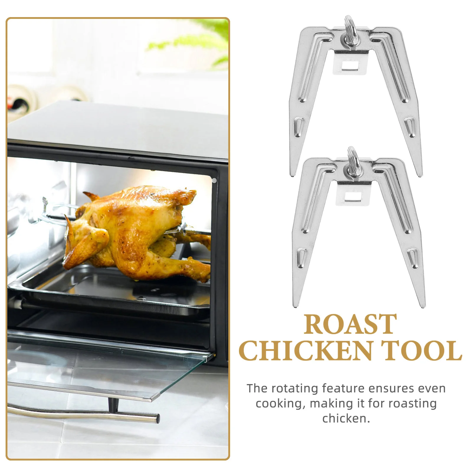 2 قطعة شوك مشواة من الفولاذ المقاوم للصدأ دوارة شواية دجاج شواء فرن شوك الطبخ للتخييم في الهواء الطلق نزهة اللحوم #4
