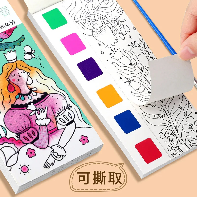 Children's Watercolor Coloring Notebook, Notes, Graffiti Drawing, Coloring Book, Kindergarten Paint, Portable Drawing Notebook