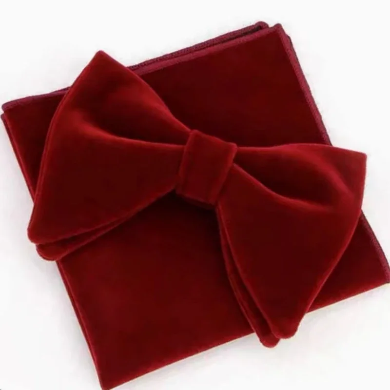 New Fashion Velvet Big Bowties for Women Mens Groom Wedding Bow Tie Skinny Solid Color Gravatas Slim Black Cravat Accessories