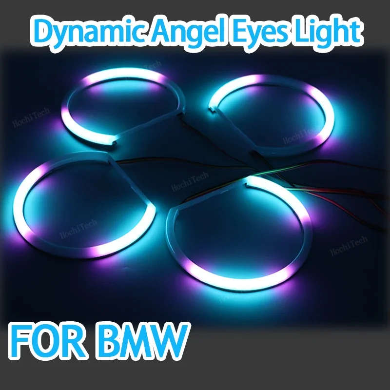 Phone Control Cotton RGBW multi-color LED Headlight Angel Eyes  Ring Lamp for BMW E46 1998-2002 Revolving Dynamic Light