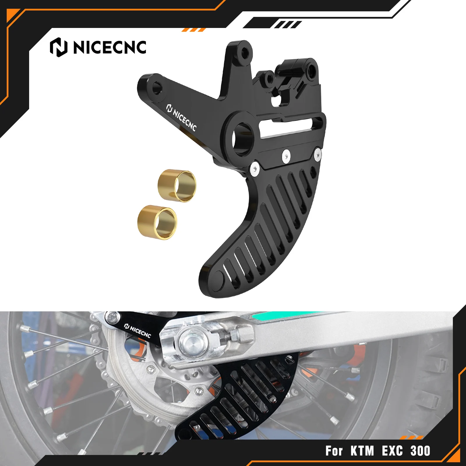 

NICECNC For KTM EXC 300 SX 125 SXF 450 EXCF 350 XCW 500 XCF-W XCF 2004-2024 Rear Dual Calipers Bracket Stunt & Brake Disc Guard