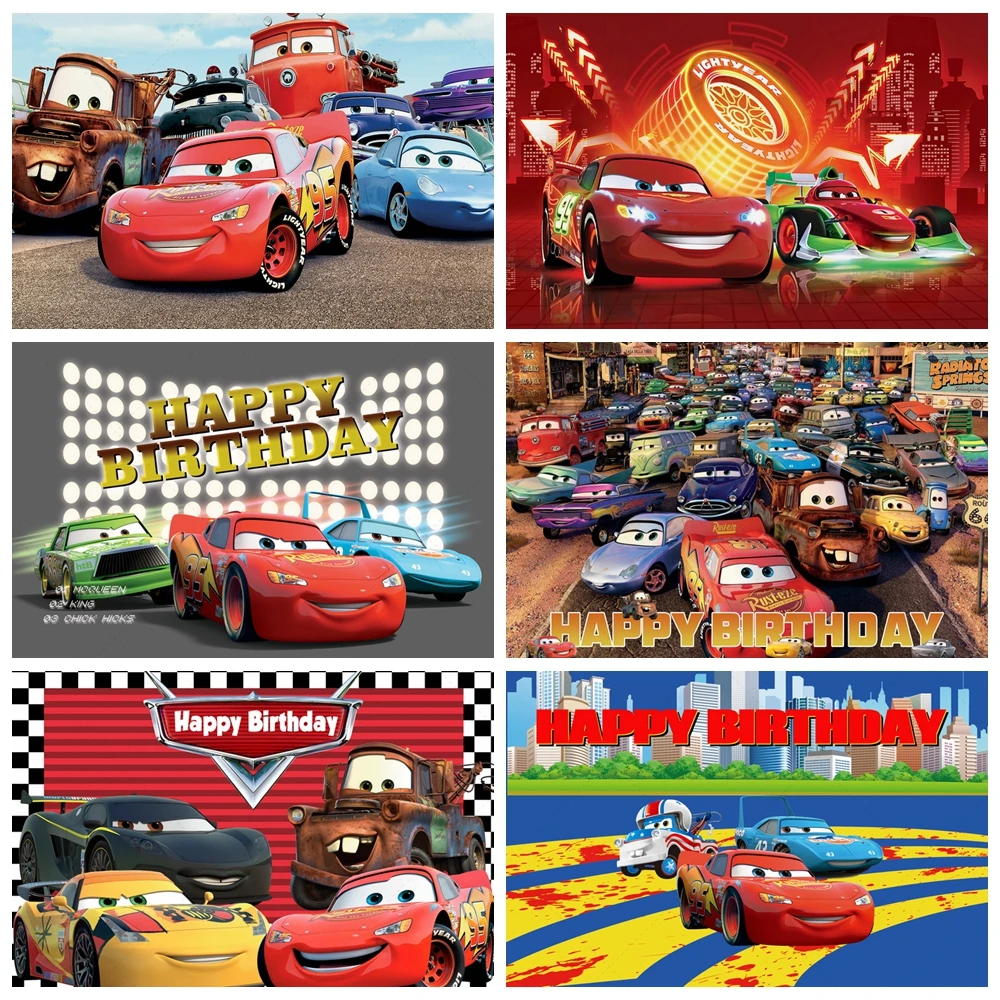 

Mcqueen Racing Backdrops Children Boy 1St Birthday Party Baby Shower Decoration Wall Props Movie Car Photography Custom Banner