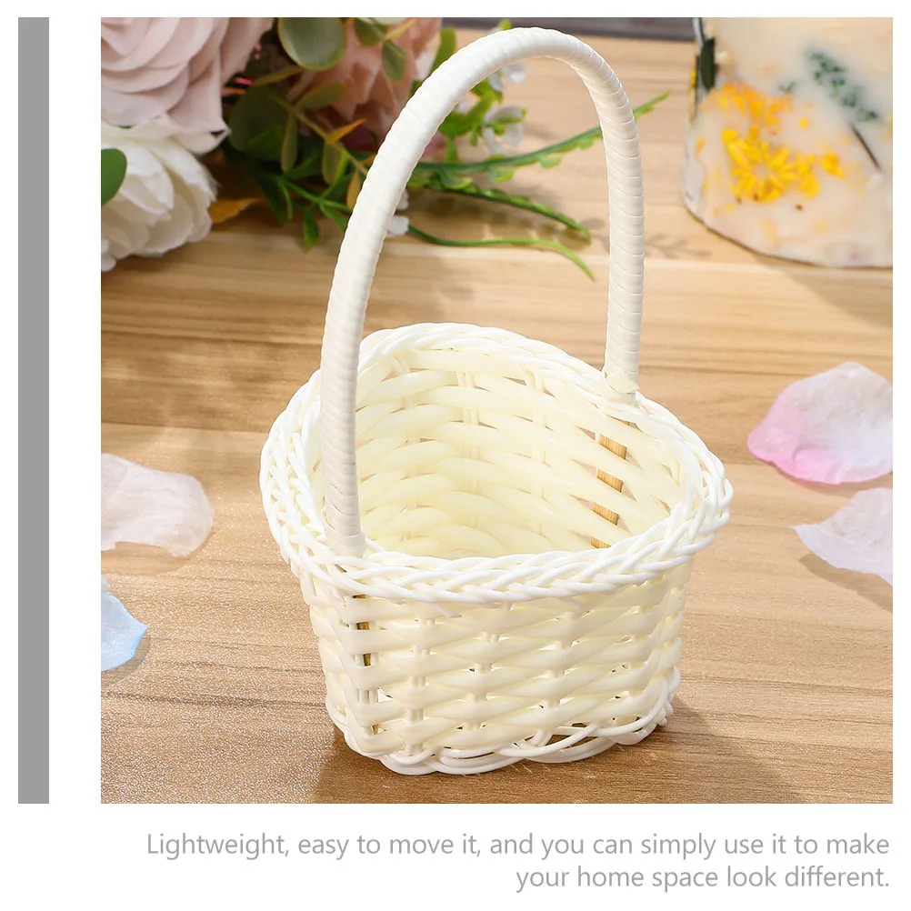 

12 Pcs Rattan Flower Basket Wedding for Girl Decor Mini Woven Baskets Party Favor Shaped Country Style
