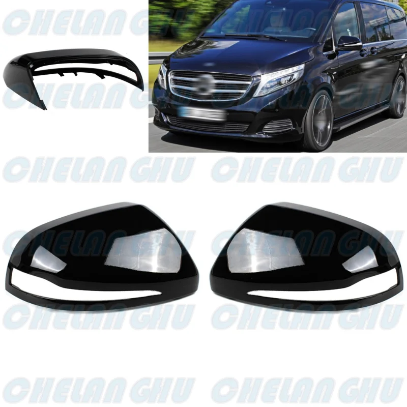 

1 Pair black Painted Rear Mirror Housing Cover Cap for Benz W447 V200 V220 V250 2014 2015 2016 2017 2018 2019 car accessories