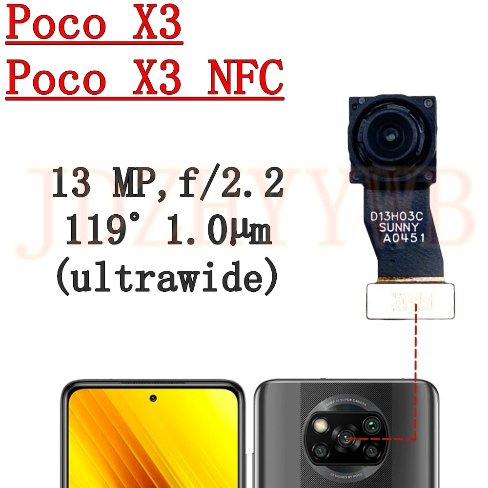 Best Quality Front Facing Selfie Camera For Xiaomi Poco X3 NFC Ultrawide Main Rear Wide Back Camera Phone Flex Cable Poco X3