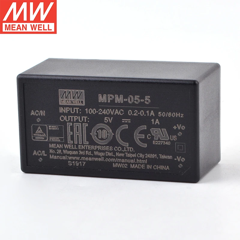 MEAN WELL MPM-05 5W High Reliable Green Medical Encapsulated Type 3.3V 5V 12V 15V 24V Brand New