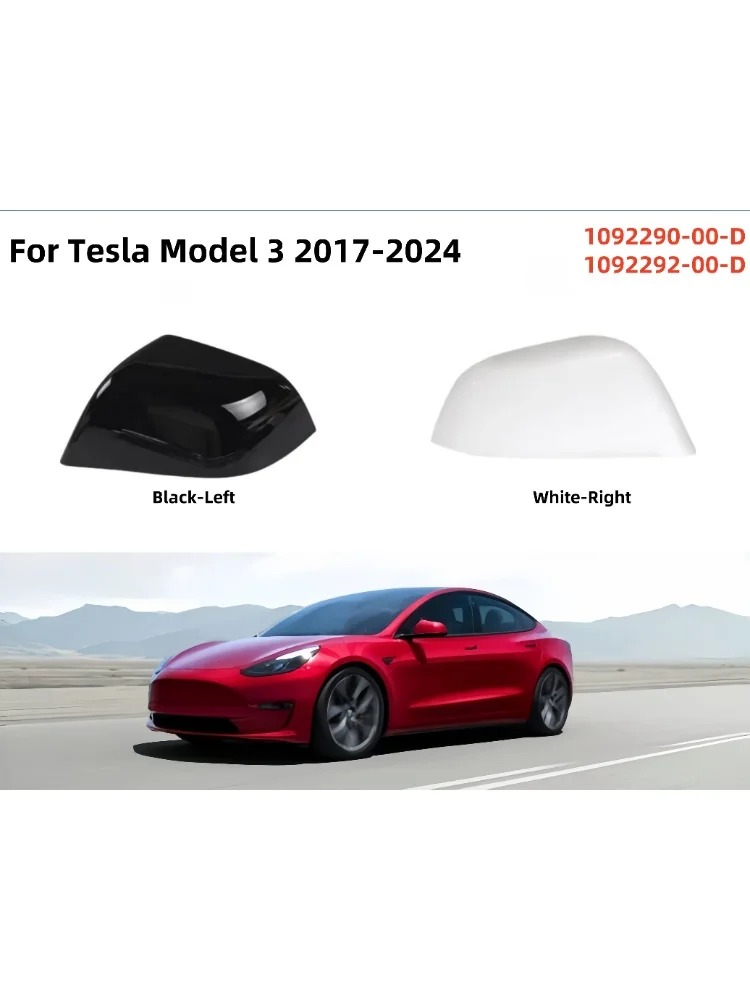 Verstärkte Rückspiegelabdeckung für Tesla Model 3 Highland 2017-2024 Weiß Schwarz Spiegelkappe Spiegelgehäuse 1092290-00-D 1092292-00-D