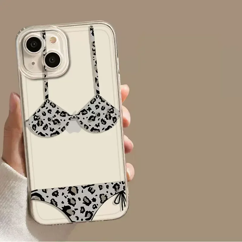 Funny Sexy Underwear Bikini Pattern Phone Case For iPhone 16 15 14 13 12 11 Pro Max Mini X XS SE 7 8 Plus Shockproof Clear Cover