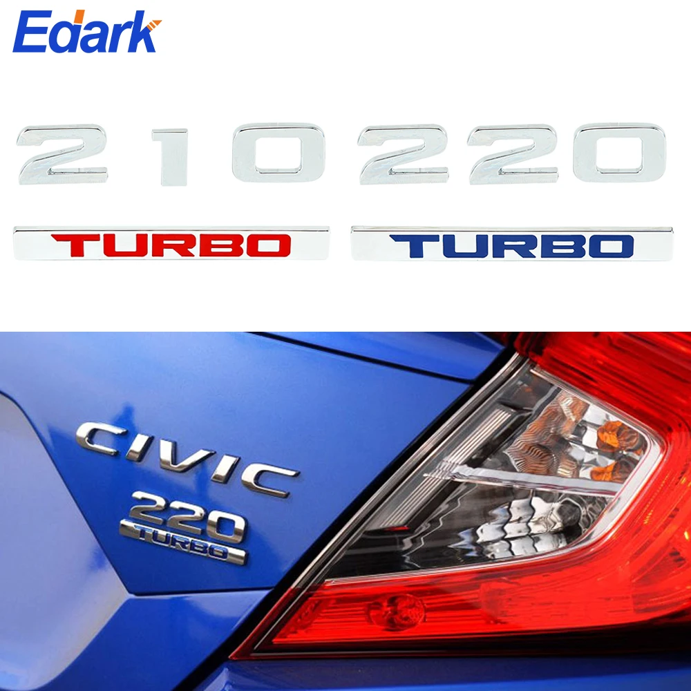 

Fashion 3D Metal 210 220 TURBO Letters Emblem Car Trunk Badge Sticker for Honda AVANCIER Civic Jade Accord