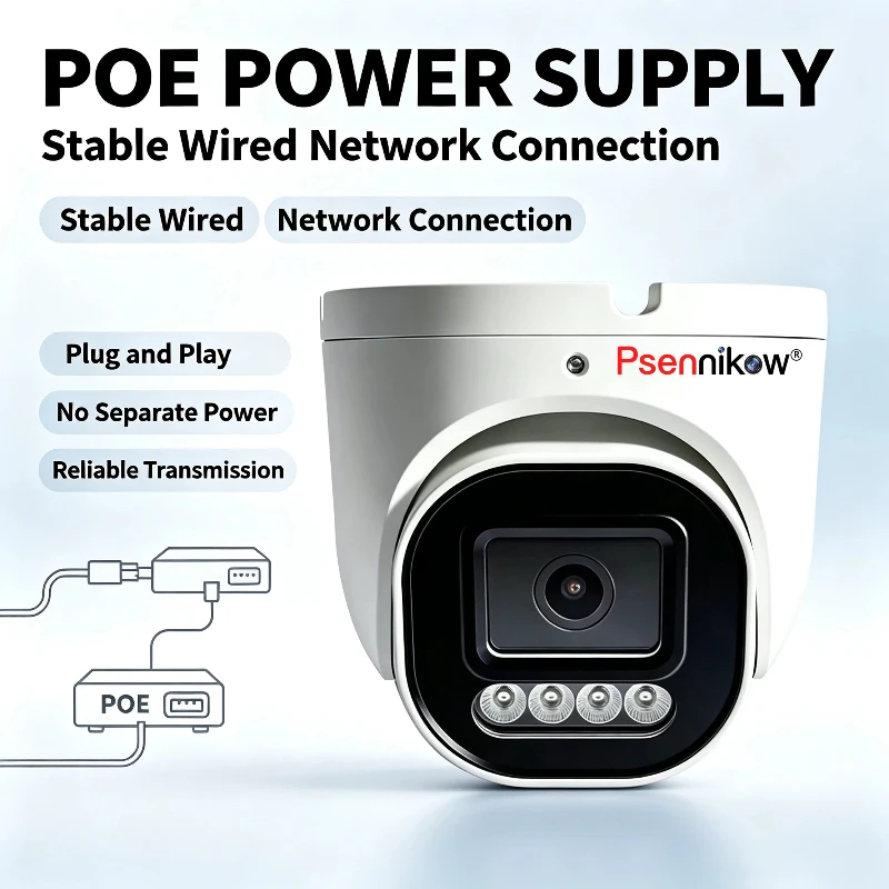 Psennikow 4K 8MP 5MP 4MP POE Surveillance Camera IP Onvif H.265 Audio Dome HD Color Night Vision CCTV Security Camera For NVR