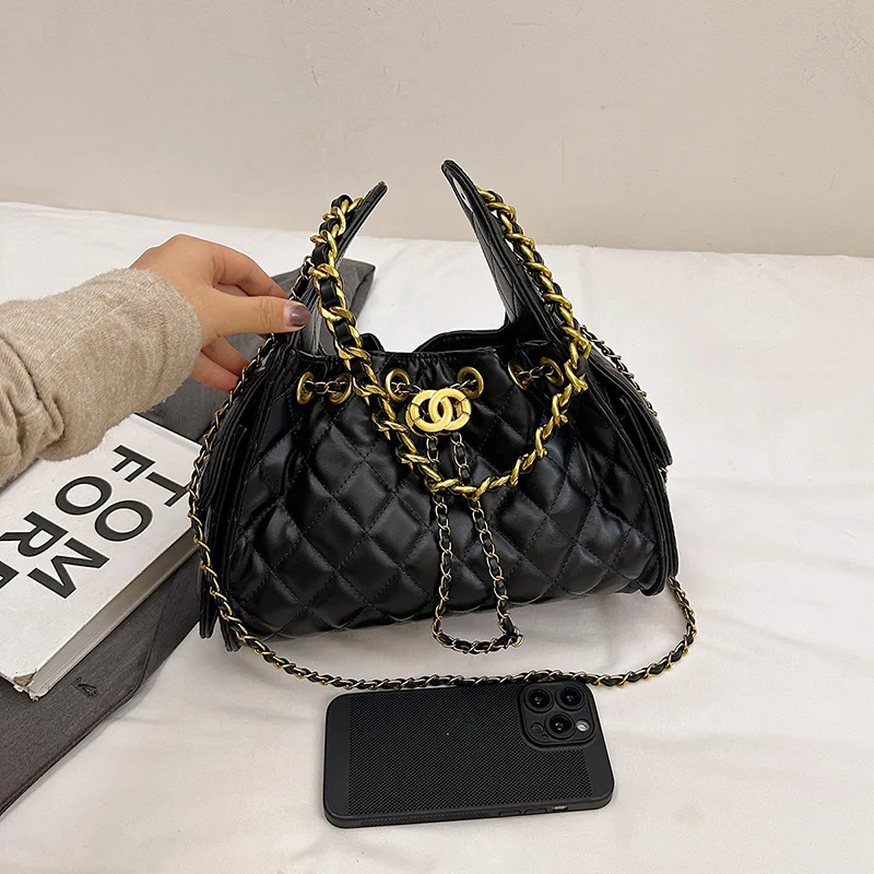 

New fashionable and versatile, drawstring bucket bag, ball pattern bag, underarm bag, shoulder handbag.