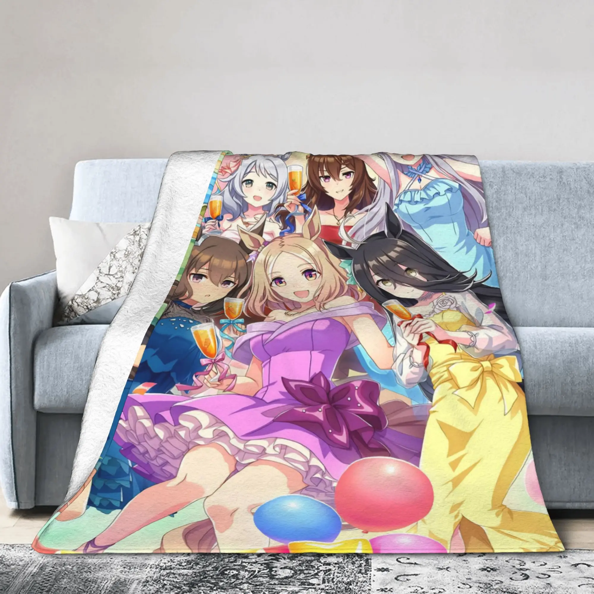 Uma Musume Pretty Derby Blanket Cute Anime Flannel Throw Blanket Summer Air Conditioning Portable Soft Warm Bedspreads