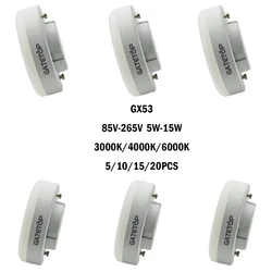 5-20PCS reflektory LED GX53 oświetlenie W szafie światło kratki AC85-265V 5W/7W/9W/12W/15W 120 stopni bez migotania wysoki prześwit do wnętrz