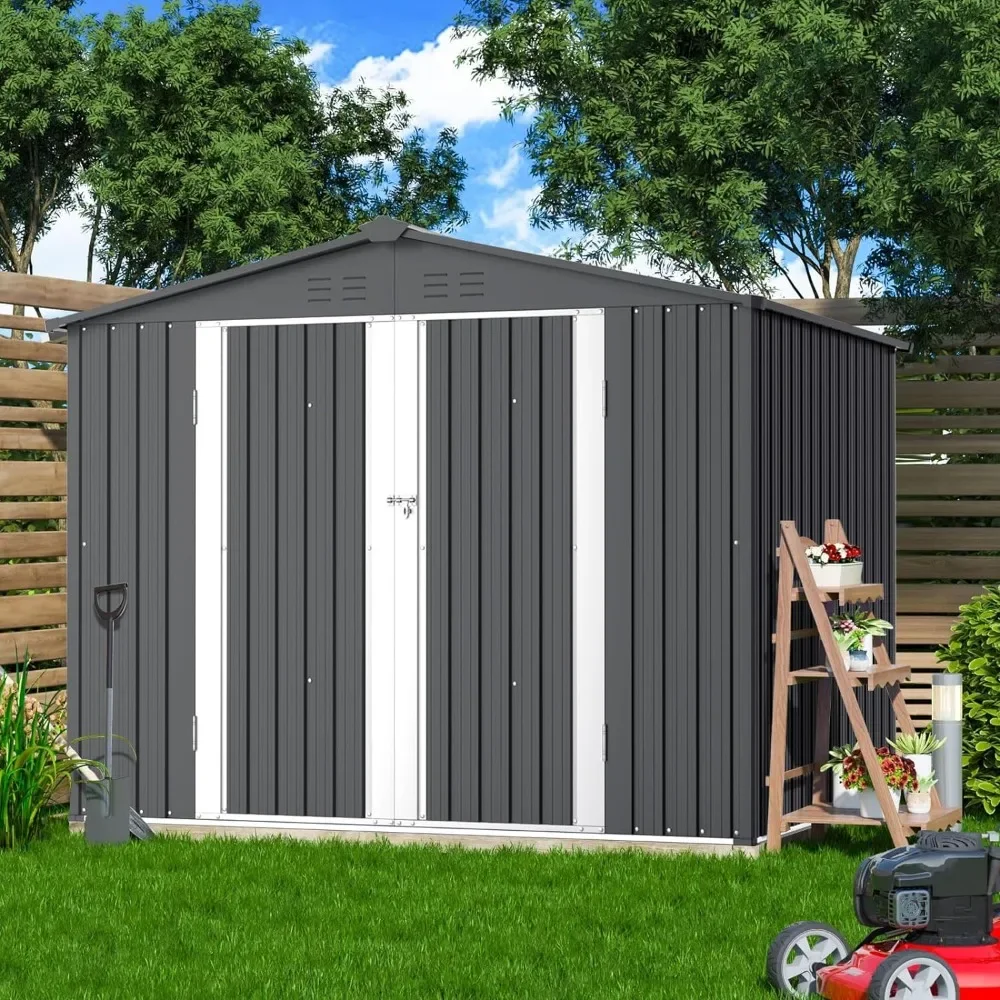 

Outdoor Storage Shed, Metal Outdoors Storages Sheds, 8 X 6 FT Large Garden Sheds, Outdoor Storage Shed