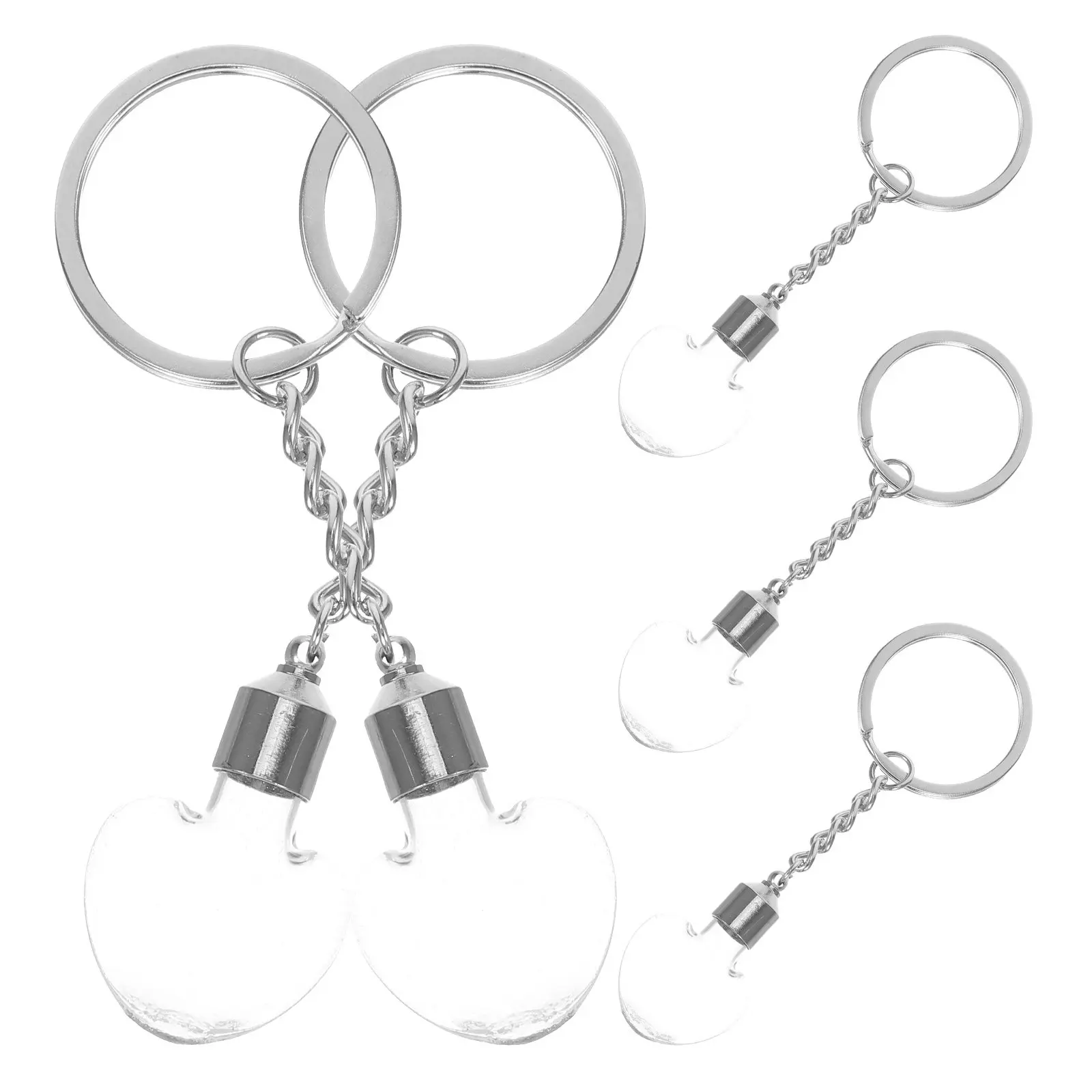 5Pcs Heart-Shaped Wishing Bottle Keychain Clear Glass Mini Spell Jar Charm DIY Tiny Drifting Bottle Pendant Purse Charm