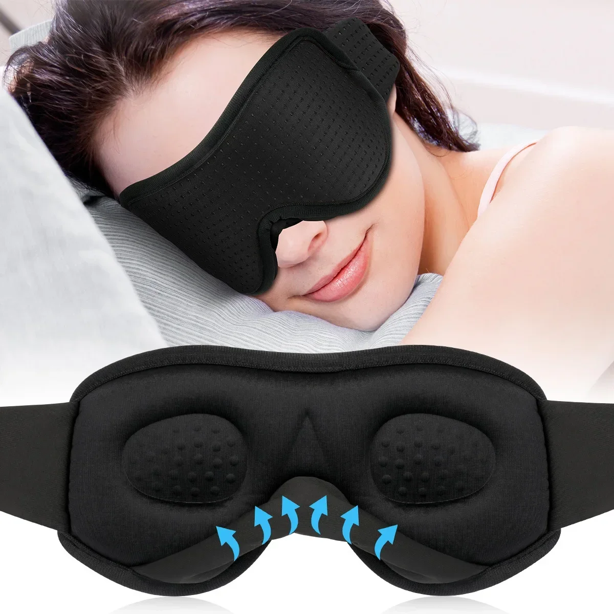 Masque de sommeil 3D bloquant la lumière masque de sommeil pour les yeux doux aide au sommeil masque pour les yeux pour voyage visière nuit respirant Slaapmasker