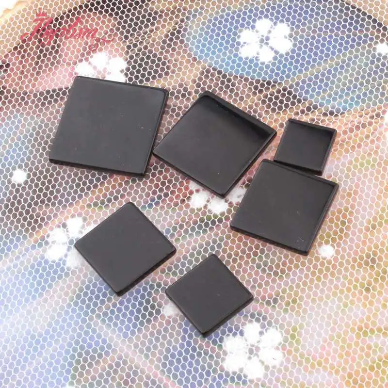 Natural Black Agate Square Double Plane CAB Cabochon Flatback Dome Undrilled Stone Beads For DIY Earring Ring Jewelry Making 5pc - view 5