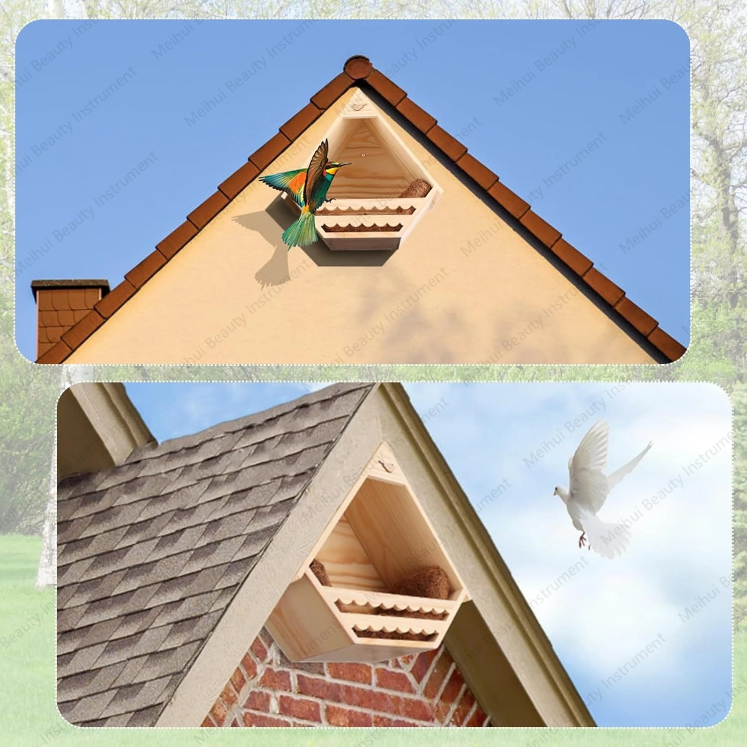 Wooden Hanging Bird Nest Pigeon House Is Suitable for Outdoor Bird Habitat, Pastoral Hummingbird Wall, Solid Bird Nest